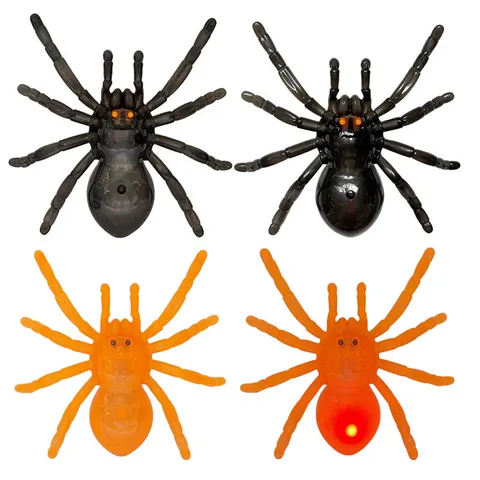 Halloween Plastic Glowing Spider Toy LED Light Up Prank Tricky Props Colorful Light Spider With Suction Cup For Party Decor