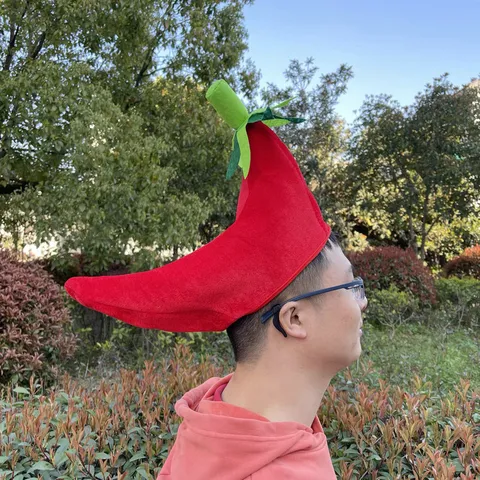 Sombrero de Chile Rojo Divertito Verdura Cosplay Fiesta Tocado Novedad Accesorios de Disfraces Para Halloween Actuación