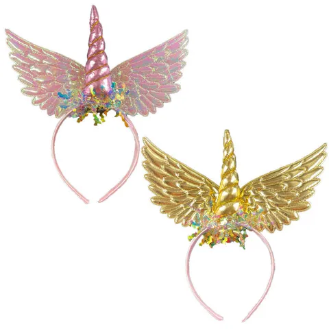 Unicorn Angel Wings Headband Set For Girls Shiny Butterfly Costume Accessories For Halloween Party Performance Costume