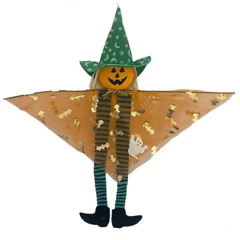Halloween Scarecrow Witch Hanging Ornaments Pumpkin Ghost Witch Hat Striped Long Legs Pendant For Kindergarten School Party Decoration