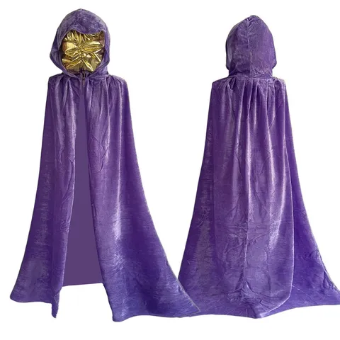 Adult Halloween Hooded Velvet Cloak For Women Men Reaper Cape Witch Costume For Carnival Performance Long Hooded Robe