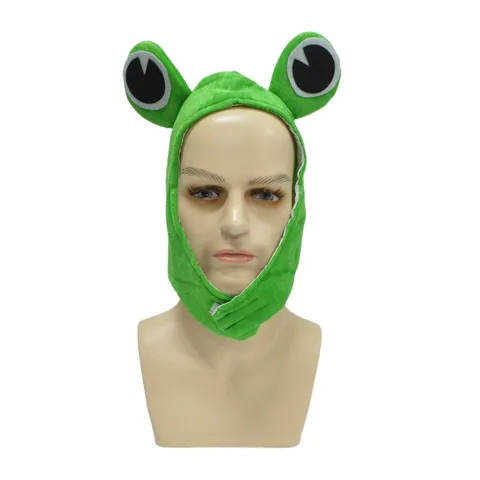 Cute Cartoon Frog Plush Headgear Hat For Kids Big Eyes Frog Headwear Performance Props Funny Animal Costume Accessories Green
