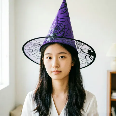 Halloween Witch Hat Pointed Wizard Hat Spider Web Pattern Party Costume Accessory For Women Men Dress Up Headwear