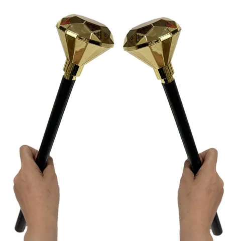 Halloween Plastic Scepter Golden Diamond Scepter Magician Handheld Dress Up Party Wand Masquerade Costume Props Accessory