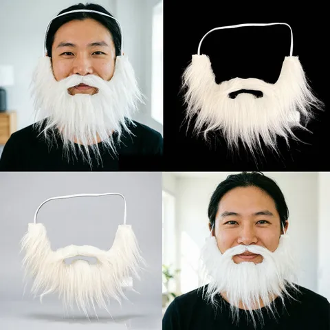 Babbo Natale Barba Finta Bianca Baffi di Simulazione Oggetti di Scena per Costumi di Natale Halloween Cosplay Barba Piena Per Adulti