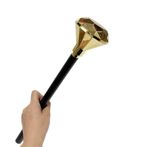 Halloween Plastic Scepter Golden Diamond Scepter Magician Handheld Dress Up Party Wand Masquerade Costume Props Accessory