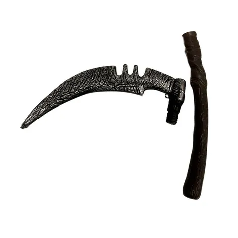 Halloween Grim Reaper Scythe Plastic Weapon Prop Distressed Silver Black Detachable Toy For Cosplay Stage Performance Costume Accessories