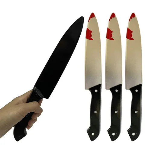 Realistische Halloween Bloederige Plastic Mes Speelgoed Simulatie Dolk Voor Feest Podium Drama Rekwisieten Horror Decoratie
