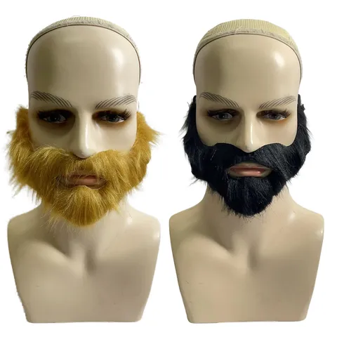 Barba Finta da Uomo Accessorio per Costume in Peluche Peli Facciali per Halloween Natale Cosplay Festa Barba Realistica Travestimento