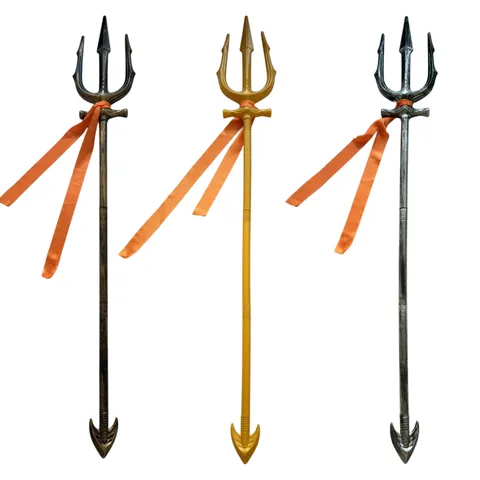 Halloween Prop Aquaman Trident Death Scythe Plastic Poseidon Scepter Retro Party Weapon Decoration For Adults Kids Performance