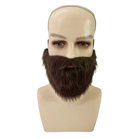 Finta Barba Marrone Costume di Halloween Cosplay Baffi Barba Lunga Marrone Con Cinturino Elastico Per Spettacoli Teatrali Festa Giochi di Ruolo Divertente Barba Finta