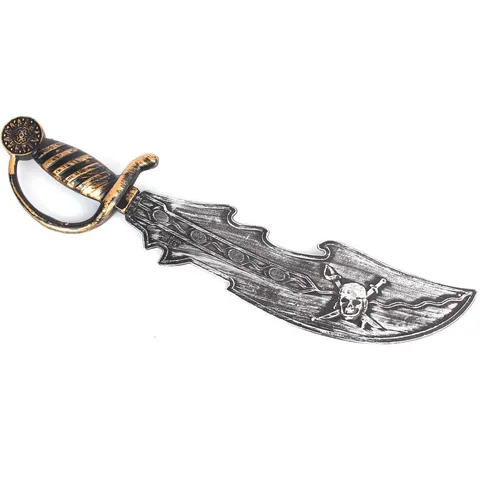 Halloween Cosplay Pirate Cutlass Toy Plastic Scimitar Retro Distressed Silver Pirate Sword Toy For Kids Costume Party Props