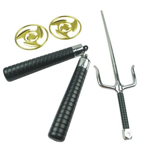 Ensemble d'Armes Jouets en Plastique pour Enfants Halloween Cosplay Pirate Ninja Nunchaku Trident Shuriken Accessoires de Fête pour Enfants