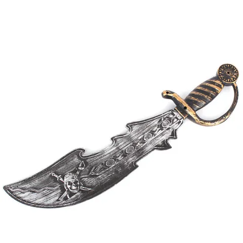 Halloween Cosplay Pirate Cutlass Toy Plastic Scimitar Retro Distressed Silver Pirate Sword Toy For Kids Costume Party Props