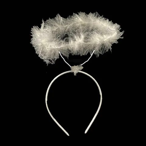 Angel Feather Headband Fairy Plush Halo Hair Hoop For Christmas Halloween Party Costume Photography Accessories Women Kids Headpiece