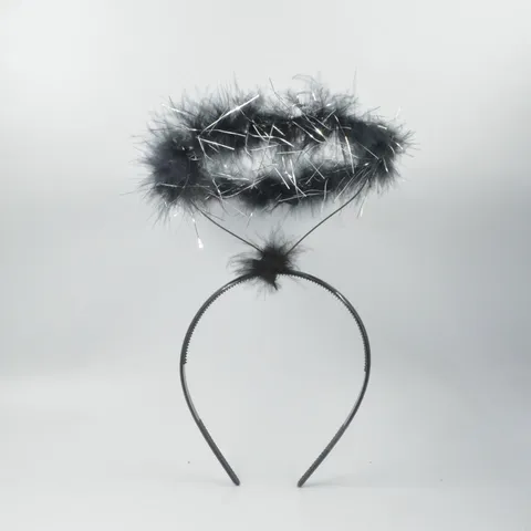 Angel Feather Headband Fairy Plush Halo Hair Hoop For Christmas Halloween Party Costume Photography Accessories Women Kids Headpiece