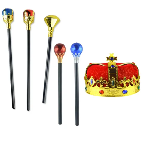 Halloween Koning Scepter Koninklijke Kroon Staf Plastic Edelstein Prins Scepter Kostuum Rekwisiet Voor Kinderen Feest Decoratie
