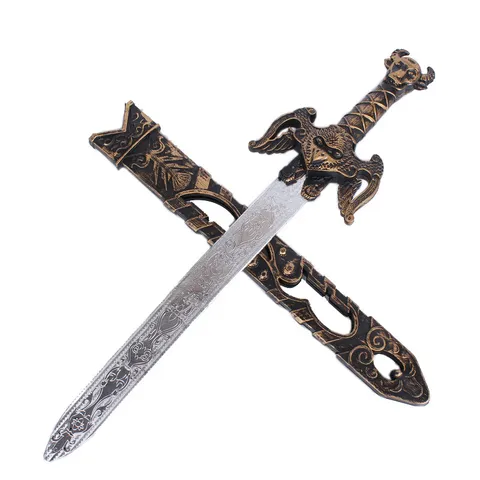 Espada de Juguete de Plástico para Niños de Halloween Estilo Gótico Retro Simulación Arma Vaina Set Talla Cabeza de Águila Cosplay Escenario Accesorio Disfraz