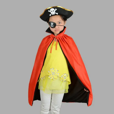 Kids Halloween Pirate Costume Accessories Kit With Cape Hat Eye Mask Pirate Hook Toy Knife For Children Cosplay Party Performance