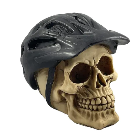 Ornement de Crâne en Résine Avec Design de Casque de Motard Modèle de Squelette Créatif Décoration d'Aquarium Grotte