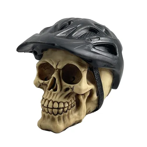Ornement de Crâne en Résine Avec Design de Casque de Motard Modèle de Squelette Créatif Décoration d'Aquarium Grotte