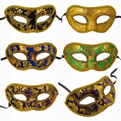 Venezianische Maskenball Maske Für Damen Sexy Spitze Goldmuster Halbgesicht Augenmaske Für Halloween Party Kostüm Zubehör