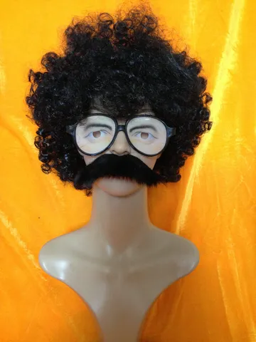 Accessori per Costumi di Halloween Divertenti Baffi Finti Barba Occhiali Set Parrucca Afro per Festa in Maschera Spettacolo Cosplay