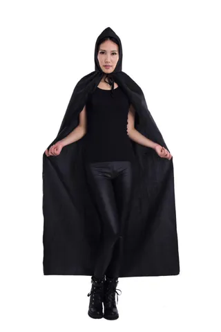 Cape à Capuche Sorcière Halloween Démon Vampire Couleur Unie Long Costume Vêtement pour Cosplay Fête Unisexe