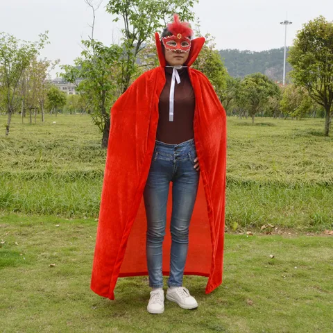 Capa de Terciopelo para Halloween Navidad Cuello Alto Engrosada Disfraz de Fiesta Actuación Juego de Rol Ropa de Ceremonia