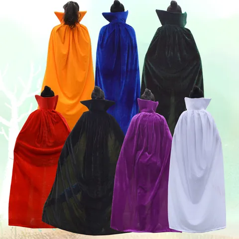 Capa de Terciopelo para Halloween Navidad Cuello Alto Engrosada Disfraz de Fiesta Actuación Juego de Rol Ropa de Ceremonia