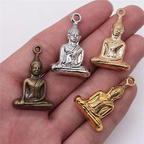 Pendentif Statue de Bouddha en Alliage Antique Rétro Religieux Charme de Bouddha Pour Création de Bijoux Collier Accessoire