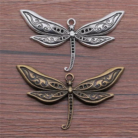 Vintage Alliage Grande Libellule Charmes DIY Bijoux Accessoires Argent Antique Bronze Insecte Pendentifs pour Colliers Artisanat