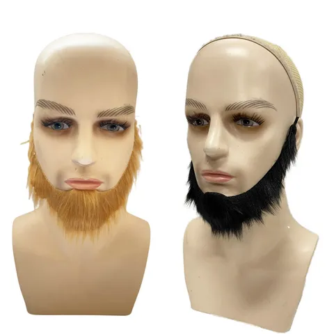 Barba Finta Divertente di Halloween Basette Realistiche in Peluche per Festa in Maschera Accessori per Costumi Cosplay
