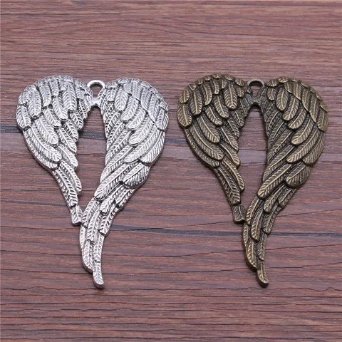 Vintage Alloy Angel Wing Charms Antique Silver Bronze Plated Feather Pendants For DIY Jewelry Making Findings Gothic Accessories