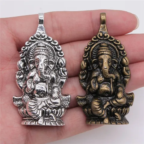 Vintage Legierung Lord Ganesha Anhänger Für DIY Schmuckherstellung Retro Antik Bronze Silber Gold Elefantengott Religiöser Amulett