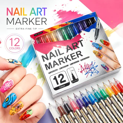 Nail Art Marker Pen Set DIY Nagelbeschildering Graffiti Directe Vloeistof Sneltrogend Fijne Lijn Tekenpennen