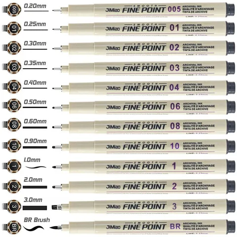 Art Fineliner Black Drawing Needle Pen Waterproof Architectural Design Comic Hand Painted Outline Marker Pen