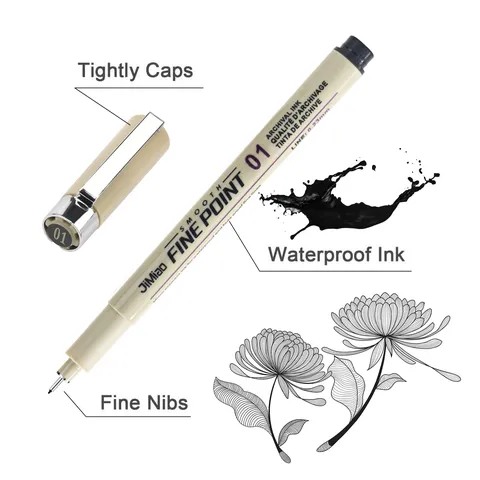 Art Fineliner Black Drawing Needle Pen Waterproof Architectural Design Comic Hand Painted Outline Marker Pen