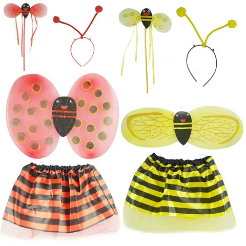 Disfraz De Abeja Escarabajo Alas Para Niños Accesorios De Actuación Con Diadema Varita Mágica Falda Tutú Para Fiesta Escenario