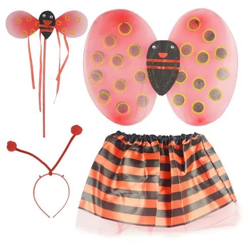 Disfraz De Abeja Escarabajo Alas Para Niños Accesorios De Actuación Con Diadema Varita Mágica Falda Tutú Para Fiesta Escenario