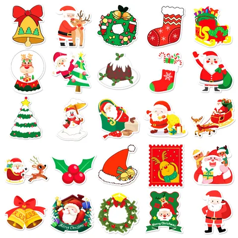 Weihnachten Wasserdichte Aufkleber Abziehbilder Cartoon Weihnachtsmann Schneemann Feiertag DIY Koffer Skateboard Dekor