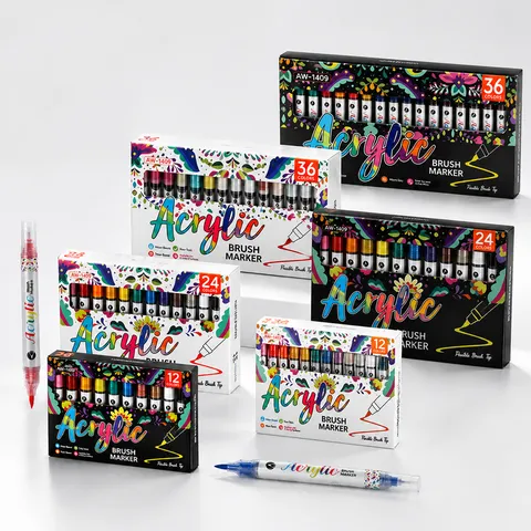 Valve Type Acrylic Marker Soft Tip Set Kids Ceramic Hand Painted Graffiti Pen Art Painting Watercolor Pen