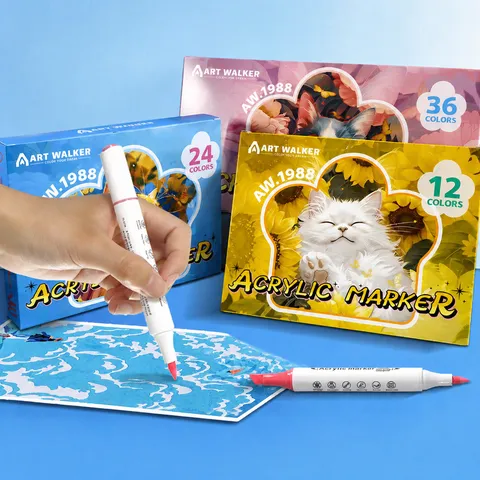 Professional Acrylic Marker Pens Double Headed Art Markers Quick Drying Waterproof Graffiti Drawing Pens