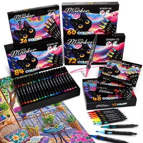 Dual Tip Art Markers Set Watercolor Brush Pen For Children Student Drawing Painting Office School Supplies