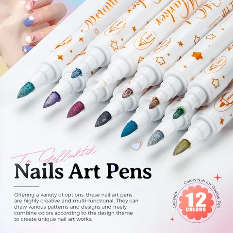 Dual Ended Nail Art Pens Acrylic Paint Markers Set Waterproof Fine Tip Brush Pens For DIY Nail Painting Drawing Design