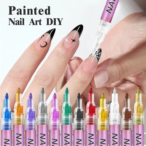 Waterproof Nail Art Pen Acrylic Marker Fine Liner DIY Nail Painting Drawing Pen Multipurpose Nail Art Tools