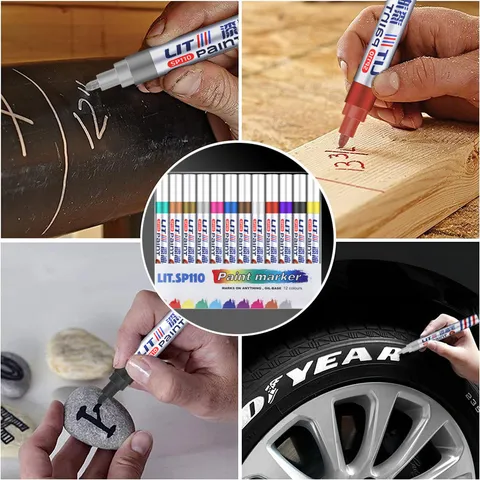 Colorful Oil Based Paint Marker Pens Waterproof Quick Drying Permanent Metallic Marker For Car Tire Rock Wood Metal Crafting