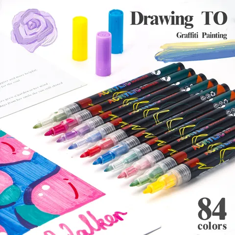 Acryl Markeerstiften Set Druk-Type Fijne Punt Kunst Markers Voor Kinderen Tekenen Graffiti DIY Dagelijks School Kantoorbenodigdheden
