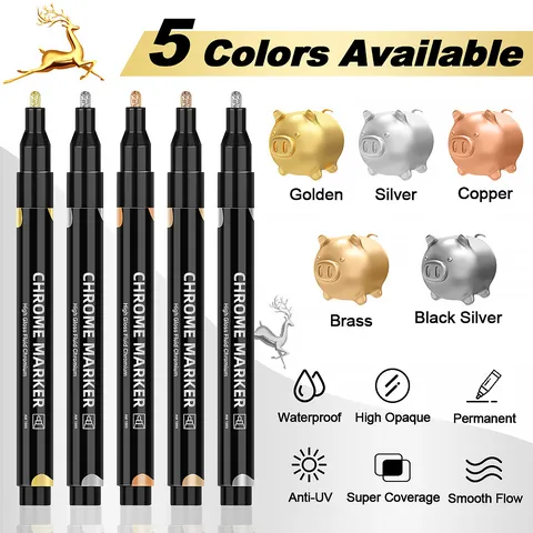 Metallic Mirror Chrome Marker Pen Waterproof Liquid Permanent Paint Pen For Model Repair High Gloss Graffiti Pen