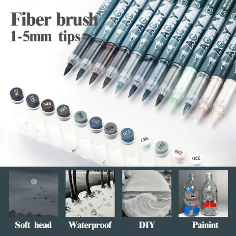 Vloeibare Acryl Verf Marker Pennen Grijstinten Fijne Punt Permanente Marker Voor Rots Schilderen Glas Keramiek DIY Kunst Ambacht